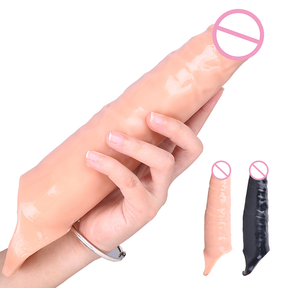 Grand gode à manches de pénis réutilisable, agrandisseur, préservatif, Extension du coq, jouets sexuels pour hommes, retardement sexuel