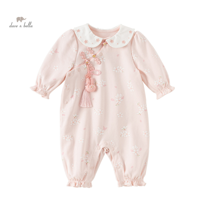 Dave Bella Baby Jumpsuit Newborn Creeper 2024 New Autumn Girl's Romper Casual Cotton Floral Comfortable Cute Sweet DB3241830