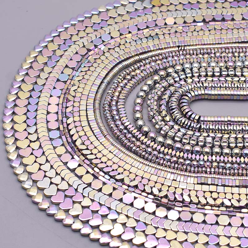 Nieuwe kleur Natuursteen Hematiet Kralen Hart vierkante Ronde schijf Losse Spacer kralen Voor Sieraden Maken DIY