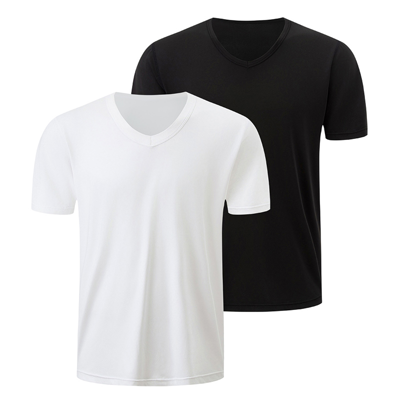 1/2/3 pçs masculino cor sólida casual pequeno branco t juventude solto coringa clássico com decote em v confortável manga curta simples moda camiseta