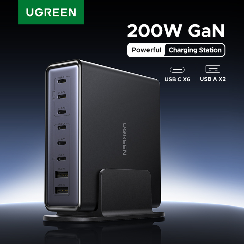 Station de recharge de bureau 8 en 1, prise coréenne, GaN 200W, pour Macbook, ordinateur portable, iPhone 16 15 Pro, Xiaomi, Samsung, tablette