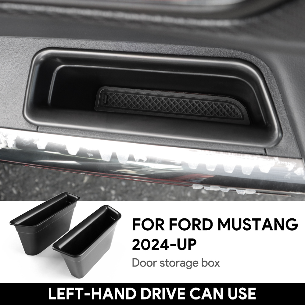    2 pçs caixa de armazenamento para ford mustang cavalo escuro ecoboost gt s650 2024 2025 2026 interior do carro maçaneta da porta organizador acessórios