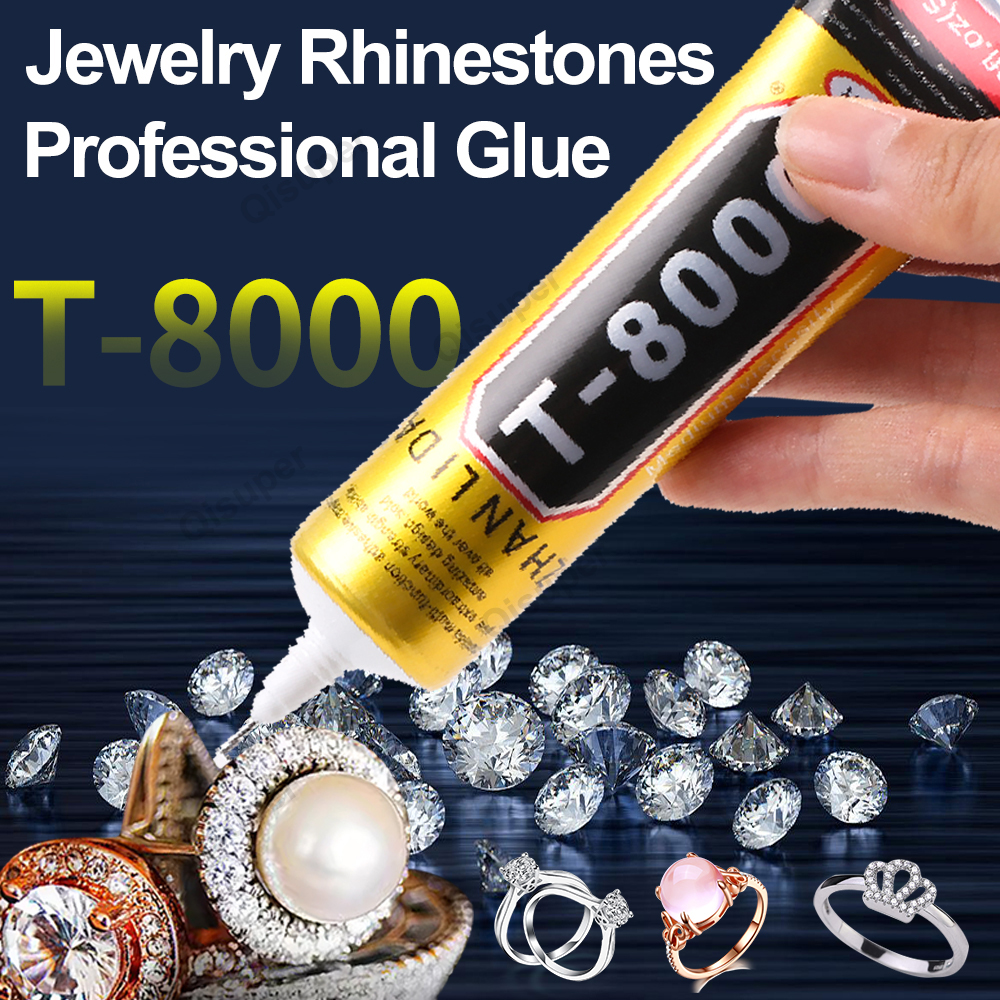 T8000 colle de précision bijoux strass chaussure téléphone réparation bricolage adhésif cristal vêtements Textiles Logo patchs cuir tissu Bond