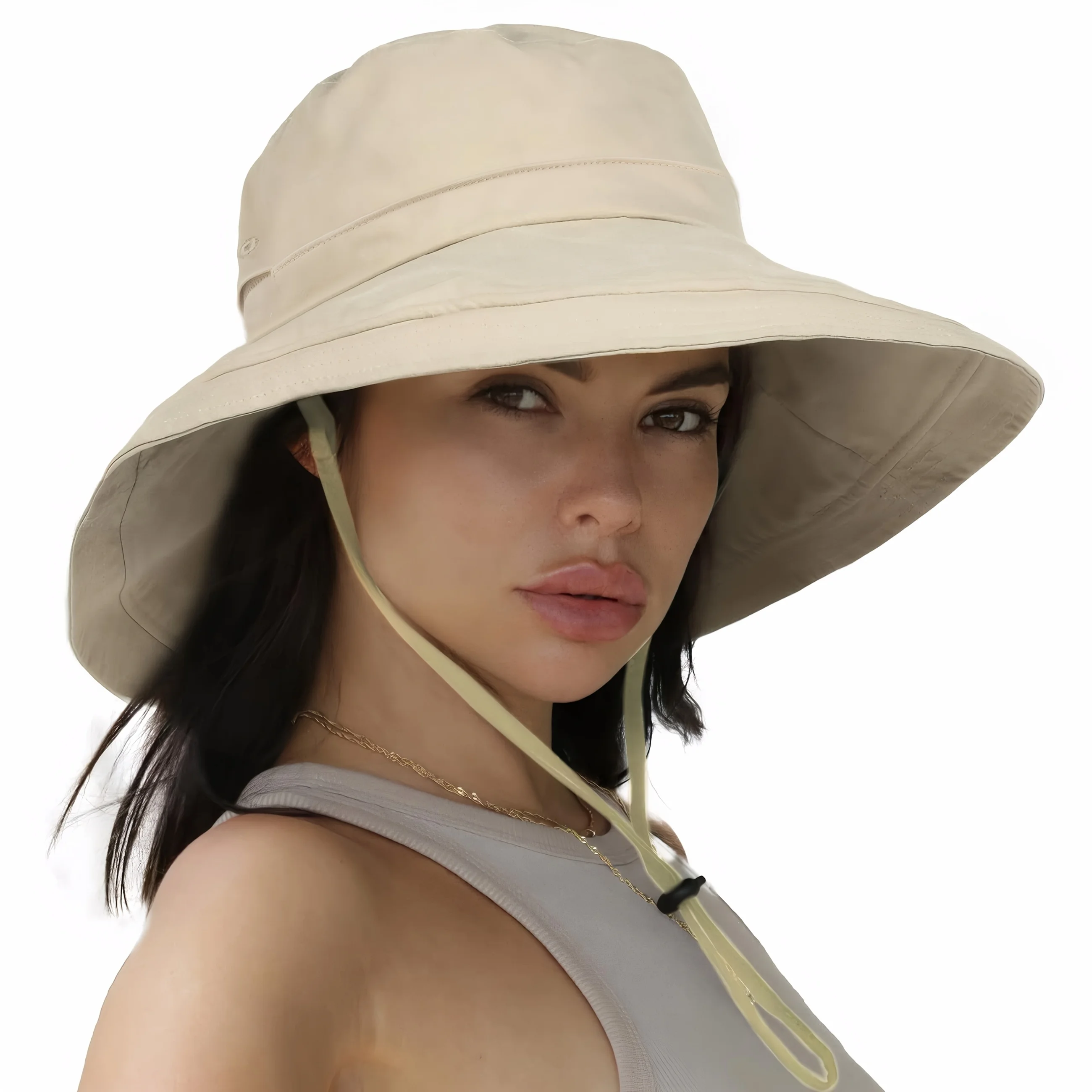 Sun Cap - Breathable foldable design with adjustable straps for beach gardening and outdoor activities.