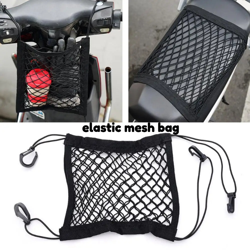 Red de Carga para Motocicleta, Red Elástica de Doble Capa para Almacenamiento de Casco, Red de Carga Elástica con Ganchos, Red para Equipaje de 10"X11"