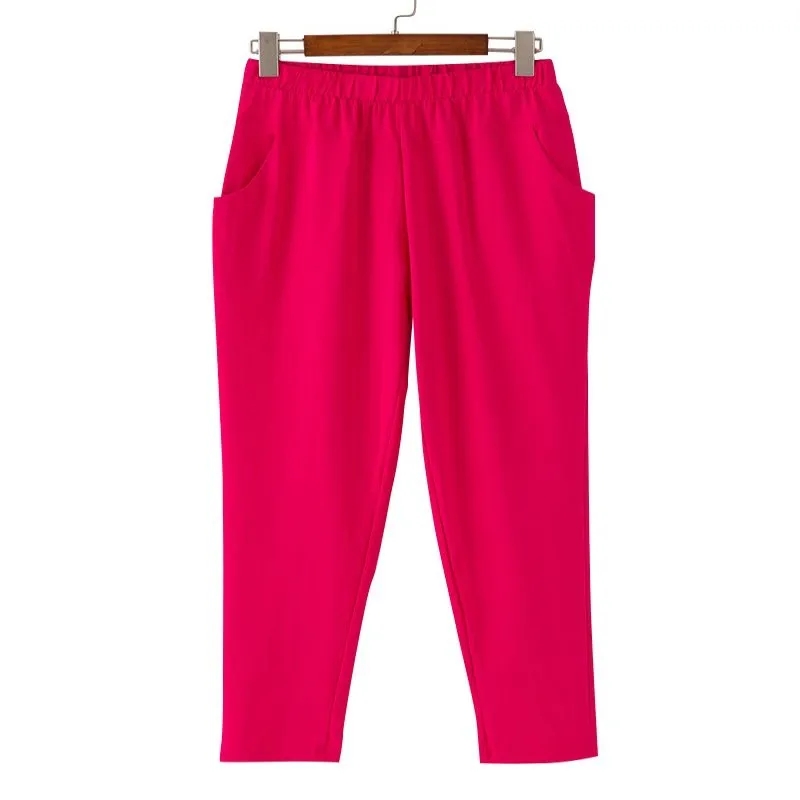 Mamas elastische hohe Taille gerade Hose Frauen dünne Sommer klassische Pantalones grundlegende knöchel lange Baggy Hose lässige Capri hose