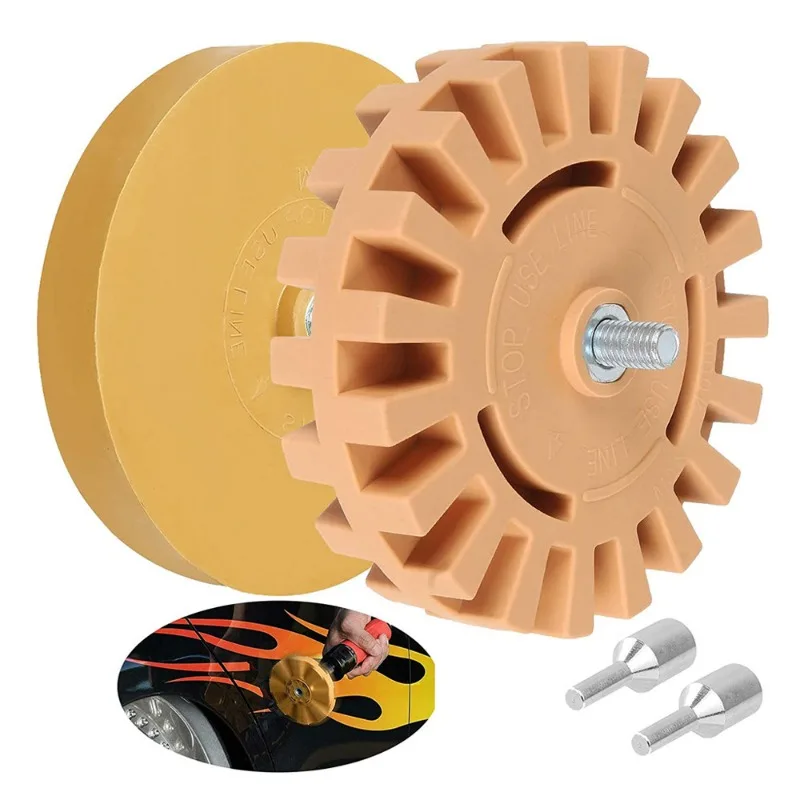 Rueda de goma para quitar adhesivo de rueda de borrador de coche, adaptador de taladro eléctrico suave, herramienta de eliminación de calcomanías de vinilo de goma para reparación de pintura
