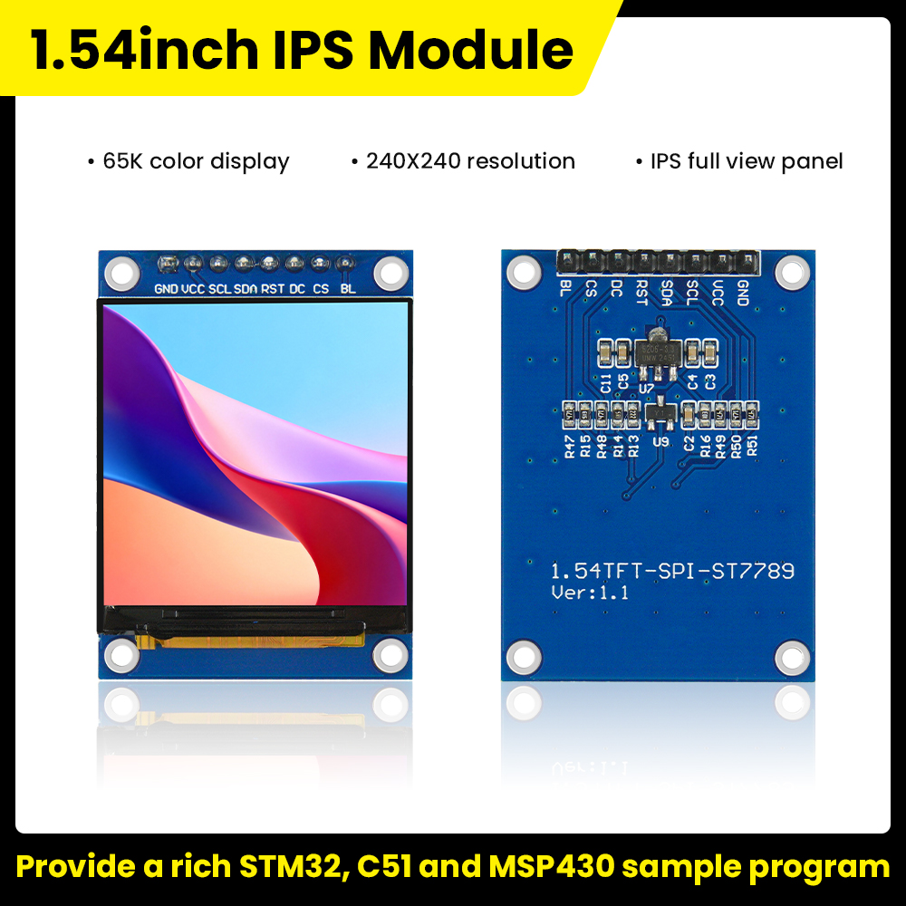 Pantalla TFT de 1,54 pulgadas, pantalla IPS de visión completa, controlador ST7789 de 240x240, pantalla a Color de 65K, Compatible con serie SPI de 4 cables C51/STM32/ESP32