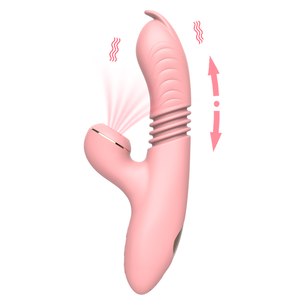 Weiblicher Teleskop-Saugmasturbator 2-in-1 Dildo Vibrator G-Punkt Vagina-Stimulator Klitoris-Saugmassagegerät Erwachsenen-Sexspielzeug
