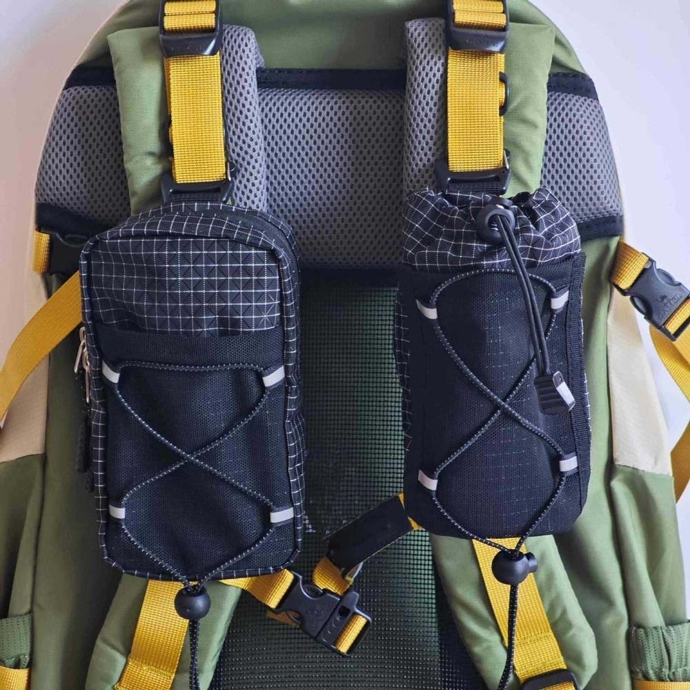 Mochila con Accesorio de Montañismo, Bolsa de Poliéster de Gran Capacidad, Bolsa para Teléfono Portátil con Correa para el Hombro y Expansión