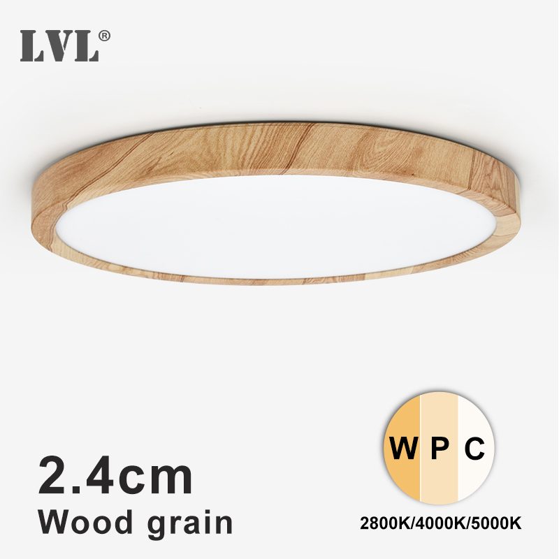 Lámpara de techo LED moderna, grano de madera dorado, una luz con 3 colores, iluminación para el hogar, cocina, dormitorio, baño, lámpara de techo de superficie