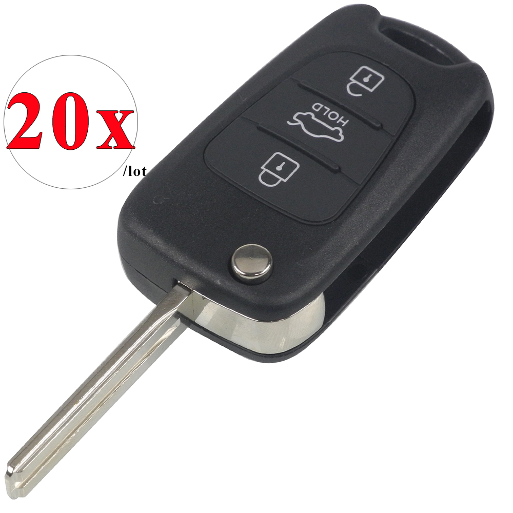 Jingyuqin 20 unids/lote 3 botones funda de control remoto plegable para Hyundai IX35 para Kia llave plegable reemplazo de carcasa Fob