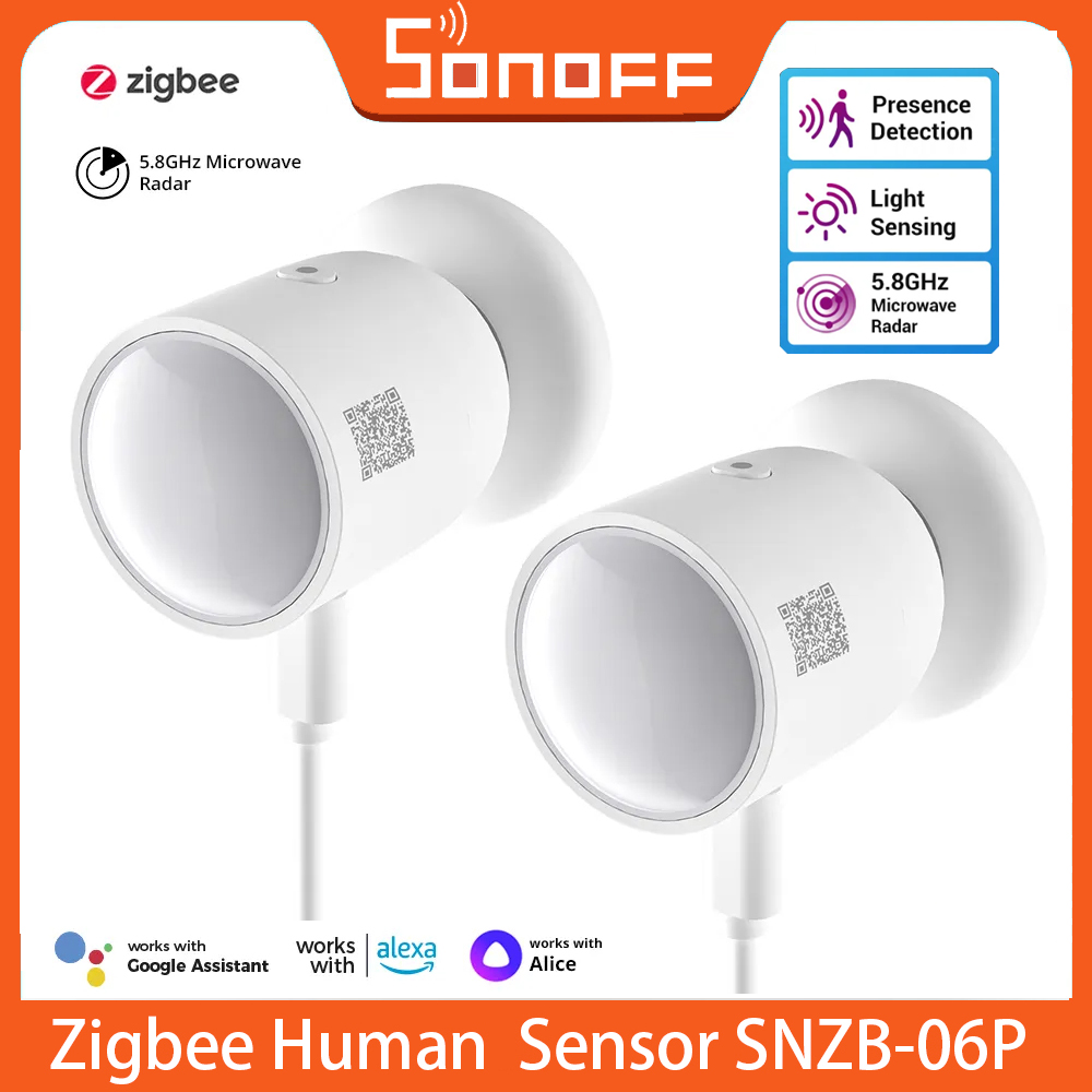 SONOFF SNZB-06P Zigbee Sensor de presencia humana 5,8 GHz Radar de microondas hogar inteligente funciona con Alexa Google Home IHost ZB Bridge-P