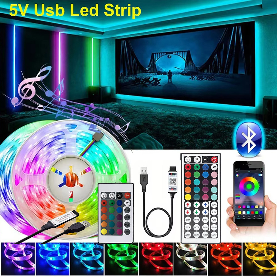 1-5m USB RGB LED Strip Lights 5050 Flexible Lamp Tape RGB Ribbon for Christmas Decoration Bluetooth Music APP Control Backlight