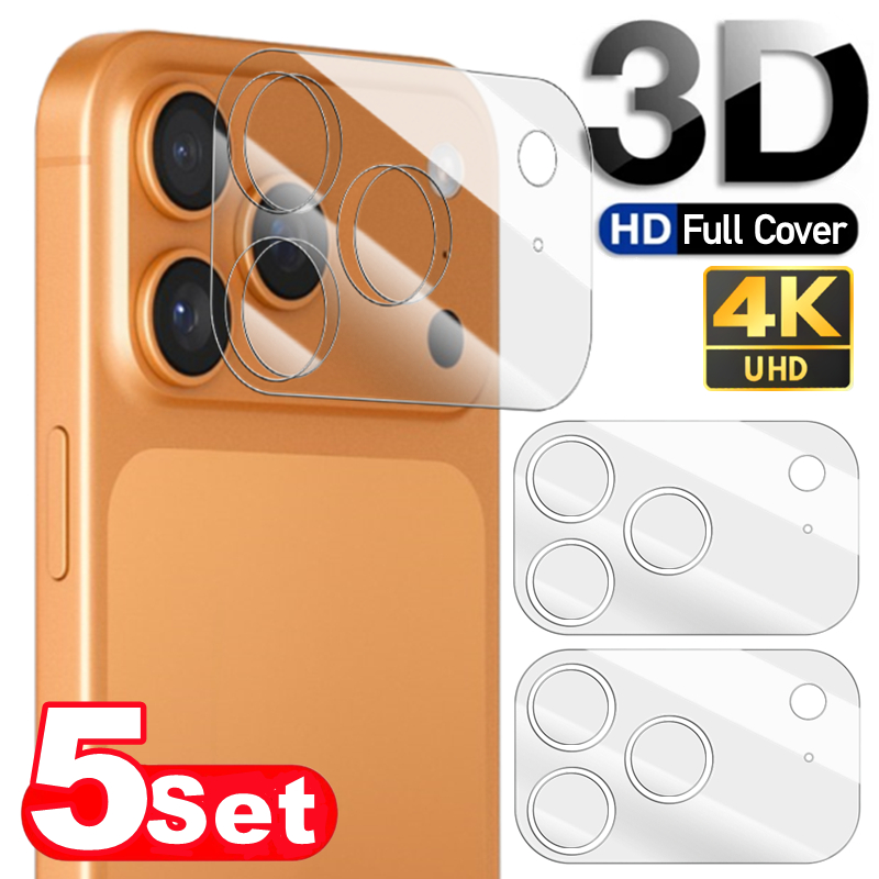 1-5 juegos de lentes de cámara de cobertura completa de 17PM de vidrio templado para iPhone 17 Pro Max 17Air protector de lentes antiarañazos para iPhone 2028
