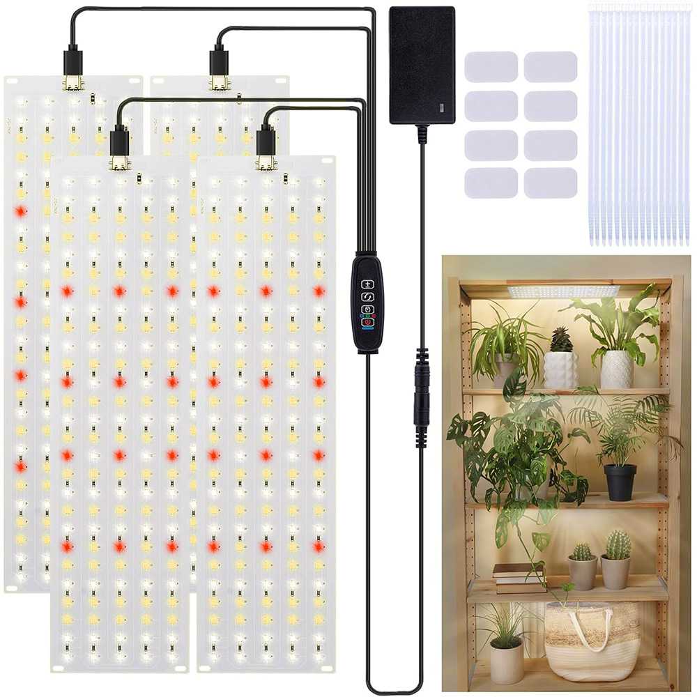 Painel de luz led para cultivo, ultrafino, espectro completo, temporizador regulável, luzes para plantas sob o armário, lâmpada crescente para rack de plantas de interior