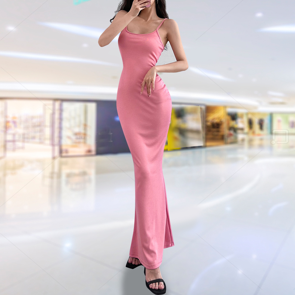 Neue Mode Frauen Sexy Kleider Ärmel Bodycon Backless Lange Maxi Pure Slim Unten Honig Pfirsich Hüfte Strumpf Party Kleid