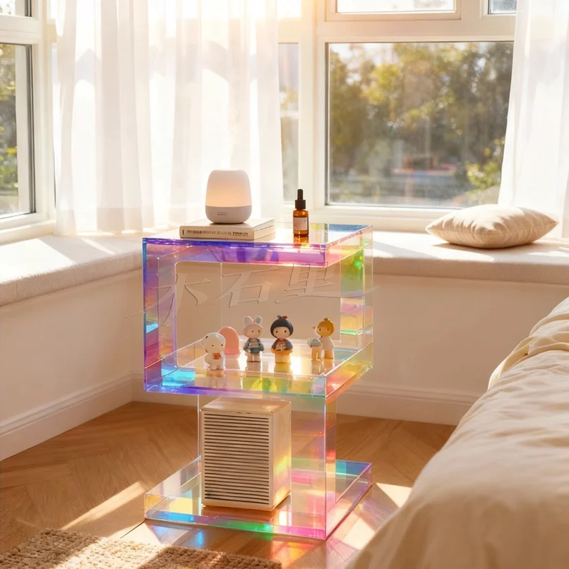 Nordic Luxury Coffee Table Creative Nightstand Colorful Acrylic Side Table Furniture Living Room Storage Rack Corner Table