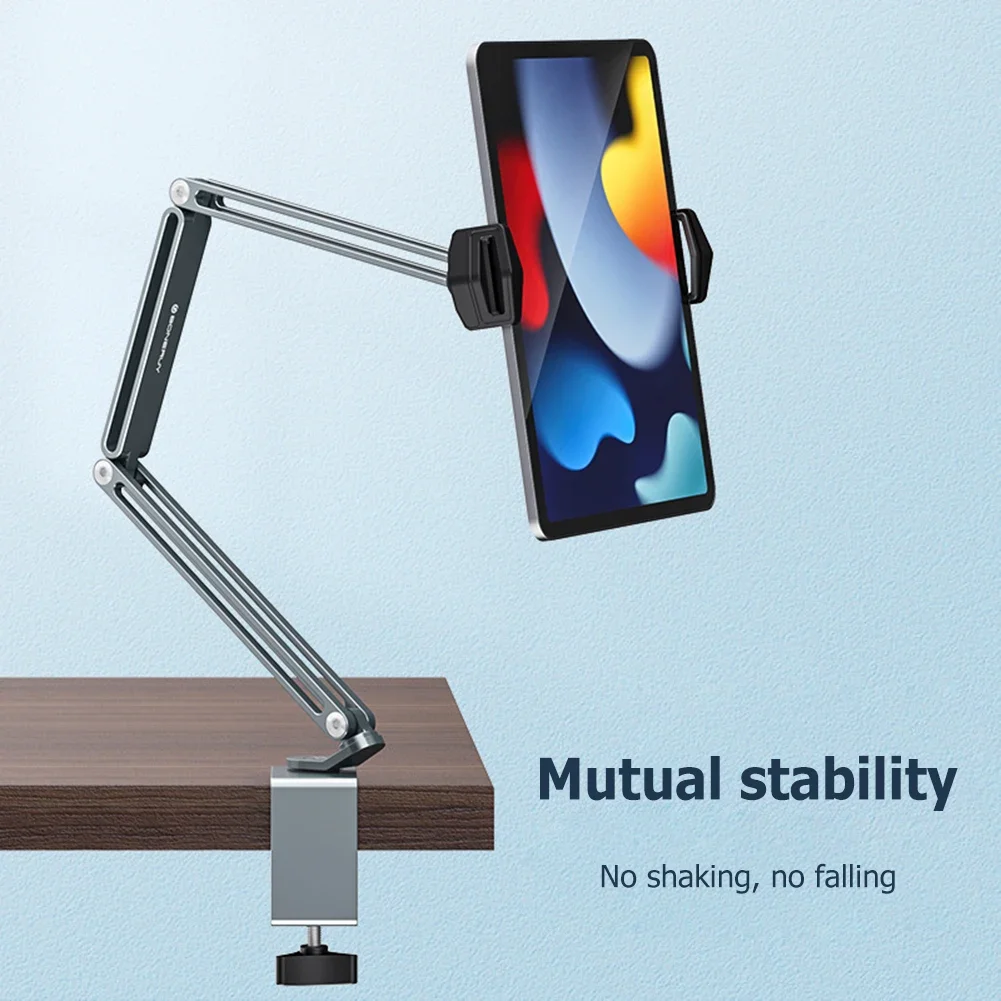 ขาตั้งแคลมป์แขนยาวแบบยืดหยุ่น, ขายึดคลิปขี้เกียจสําหรับ iPad, Samsung, แท็บเล็ต, ที่วางโทรศัพท์, โต๊ะ, สากล, 4-13 นิ้ว