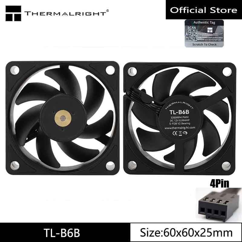 Thermalright TL-B6b Gehäuselüfter, 60 x 60 x 25 mm/3200 U/min, geräuscharmer und leistungsstarker Computerlüfter