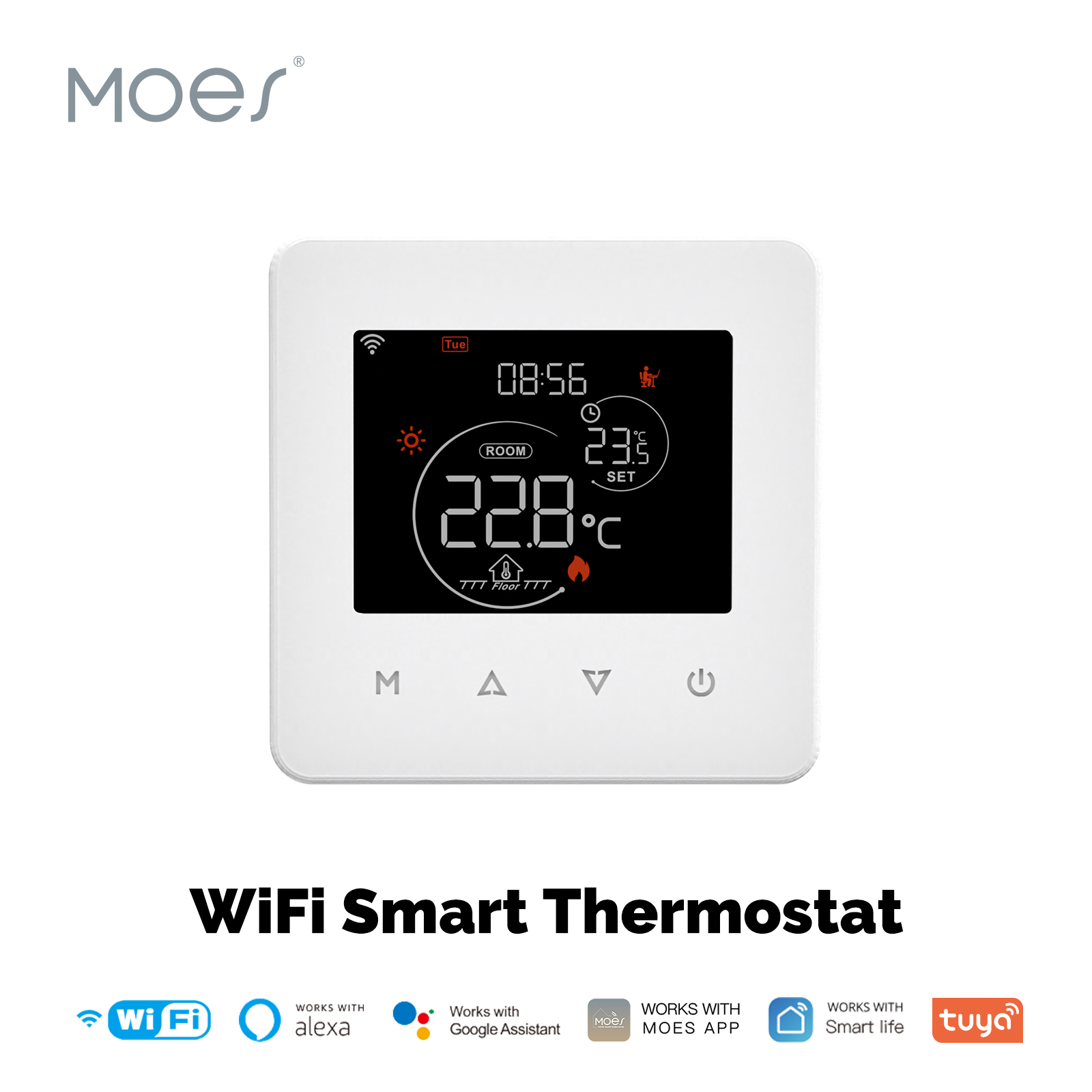 Termostato WiFi Tuya, controlador de temperatura ambiente, calefacción de suelo eléctrico/agua, caldera de Gas, Control por aplicación, funciona con Alexa y Google Home