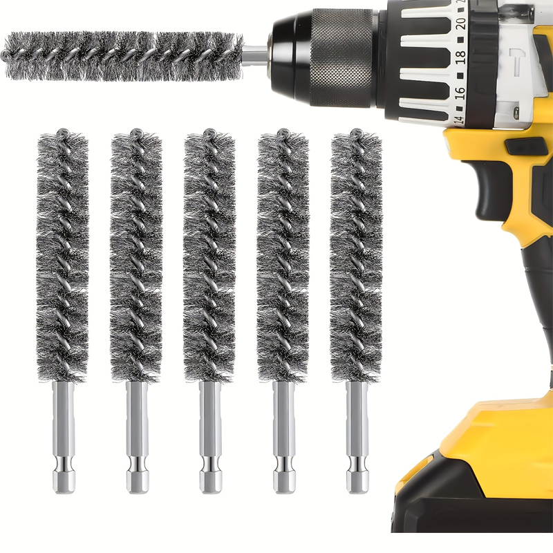 5 piezas de cepillo de alambre de acero de vástago Hexagonal para limpieza de taladro eléctrico Cepillo de alambre de acero inoxidable para limpieza de taladro eléctrico
