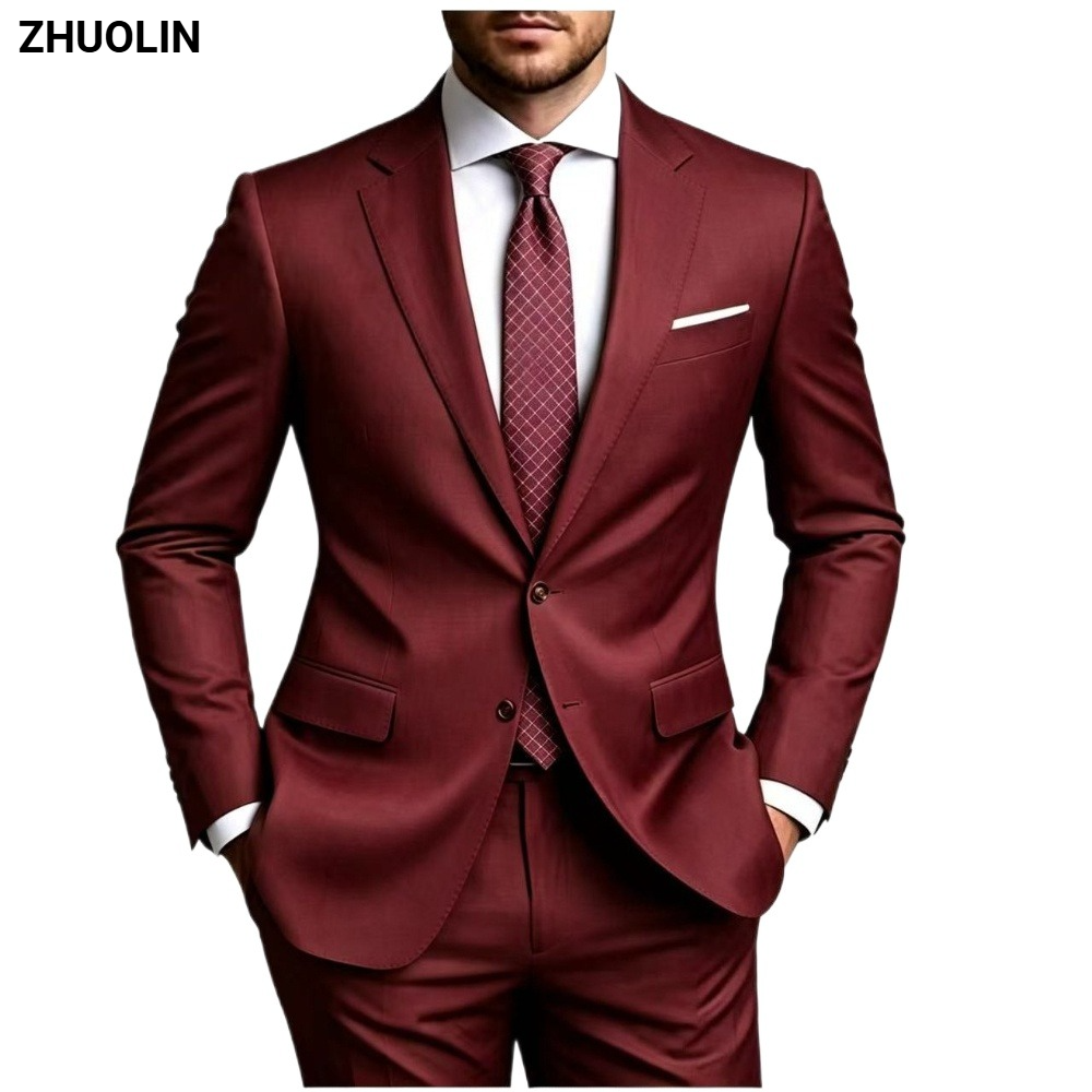 Klassische Elegante Anzüge für Herren Slim Fit 2-teiliges Set Jacken Hosen Blazer Formelle Hochzeitsoutfits Mode Business 2026 Kostüm