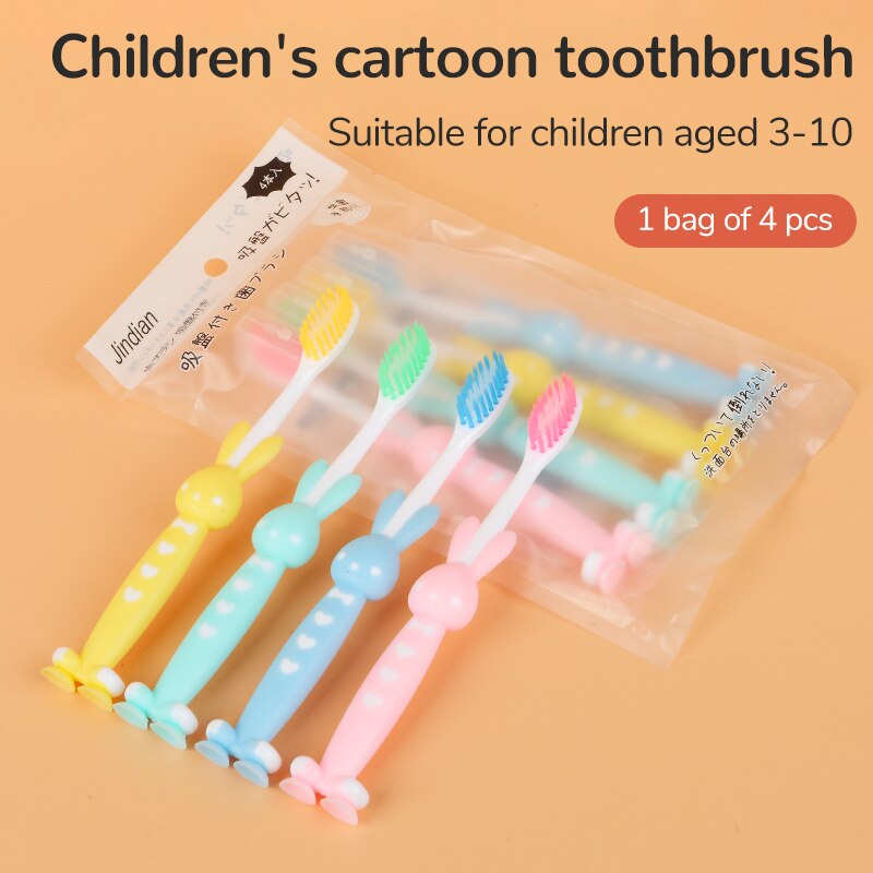 Escova de dentes infantil de desenho animado, escovas manuais com cerdas extra macias para limpeza profunda, cuidados bucais em casa para crianças