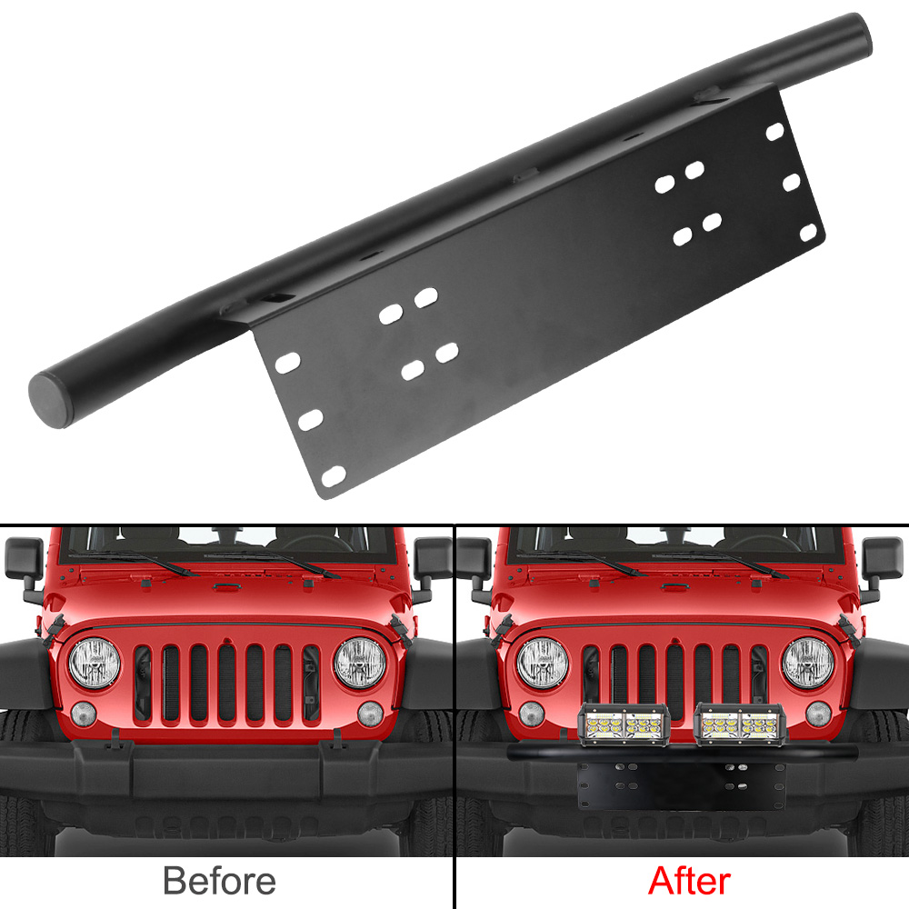 Soporte de marco de barra de luz LED todoterreno para coche, placa de matrícula de parachoques delantero de aluminio, soporte de lámpara Universal para SUV, soporte de montaje de luz de registro