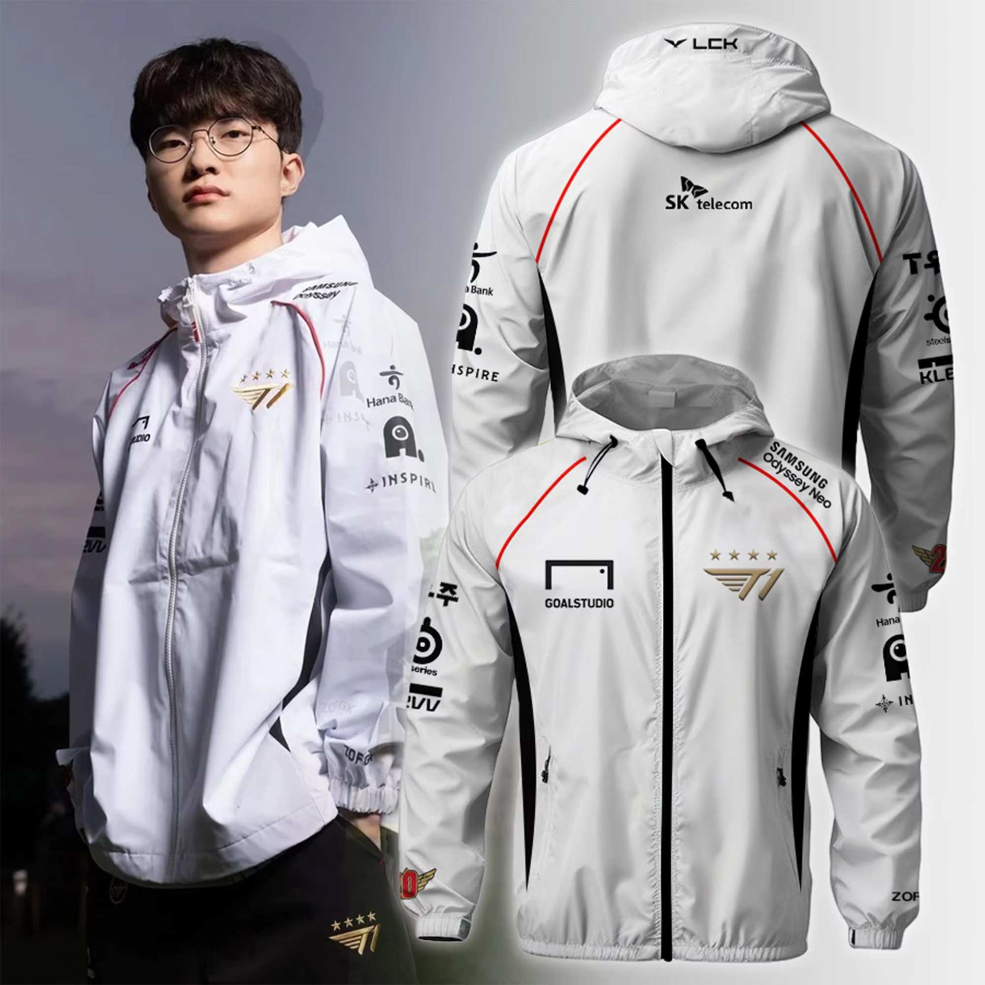Лидер продаж HardsheT1 Worlds Uniform Esports Team Jersey LOL Games Faker Fan Support Unisex Oversized Куртка с капюшоном Пользовательское имя