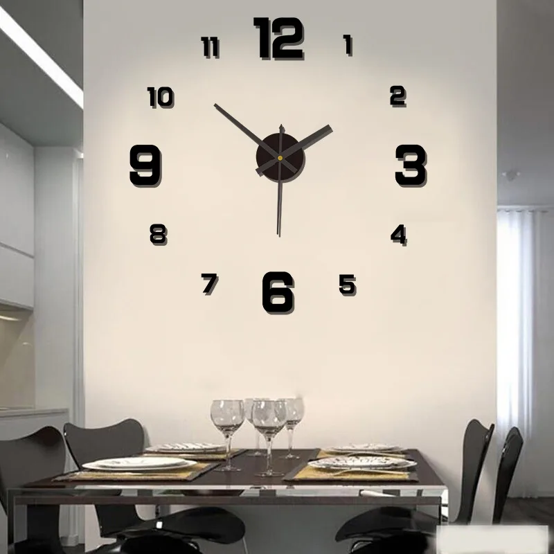 Reloj de pared creativo sin marco DIY mecanismo de pared luz nocturna flechas calcomanía hogar reloj silencioso sala de estar decoración de pared de oficina