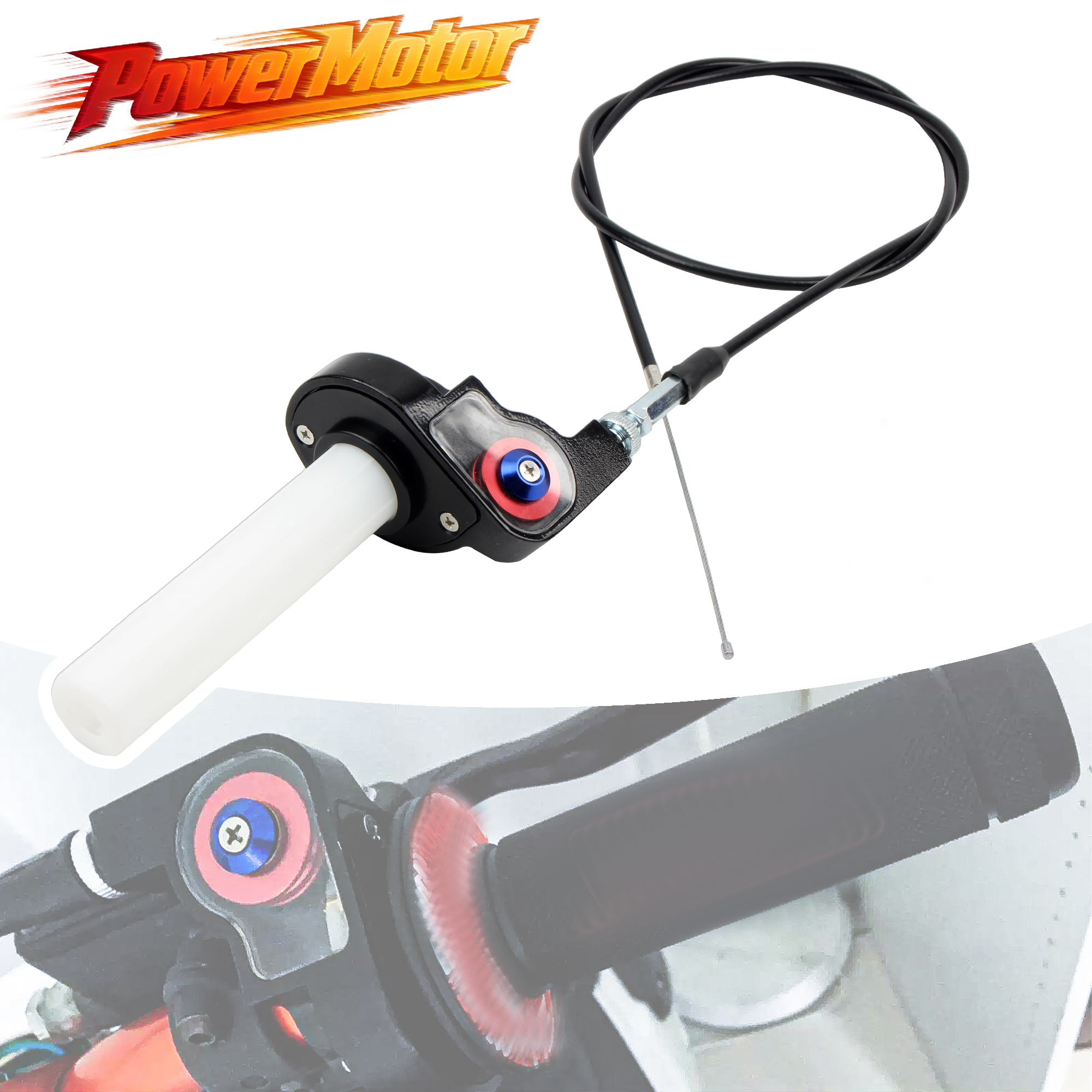 Motorrad Schnelldreh-Gasgriff 7/8 Zoll (22mm) mit Gaszug 1200mm für Dirtbike, Motocross, ATV – Modifiziertes Zubehör