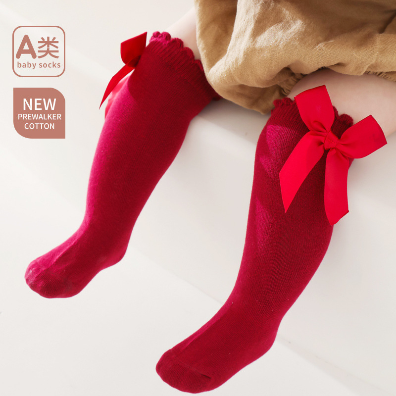 Calcetines de bebé con lazo grande, calcetines de princesa para estudiantes y niñas, medias de algodón para niños pequeños, accesorios infantiles, ropa para recién nacidos