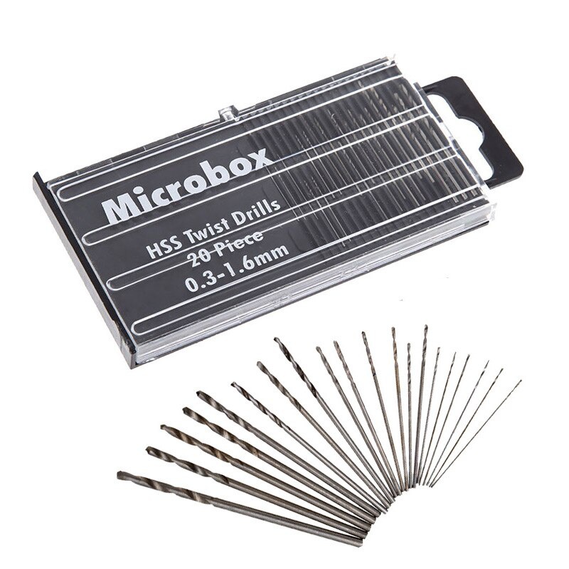 20pcs/set 0.3mm-1.6mm Mini High Speed Steel Twist Drill Bit Set Micro HSS drill bit set with Case