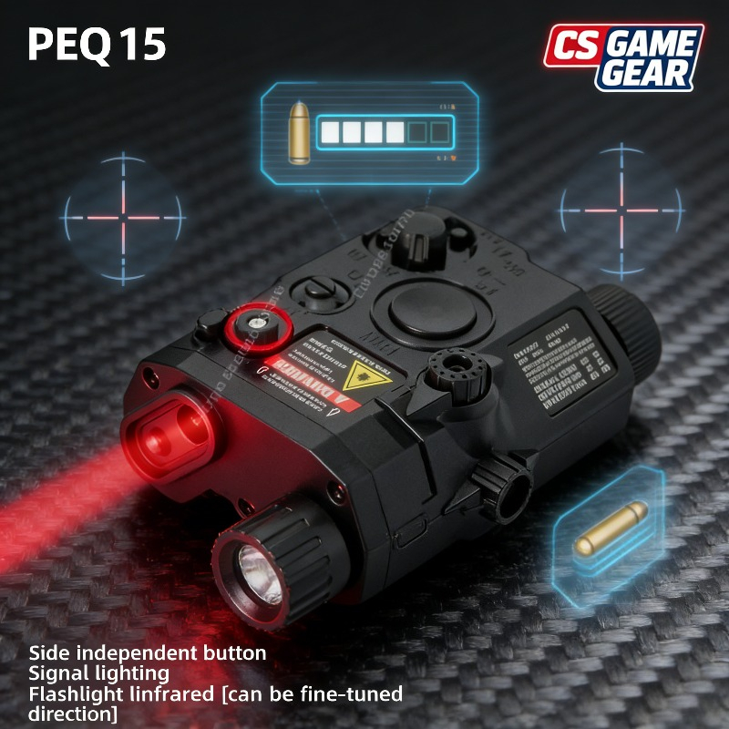 Linterna con caja láser multifuncional PEQ15: se adapta a riel de 20 mm, para pistolas de juguete Airsoft, caza, CS y juego, indicador