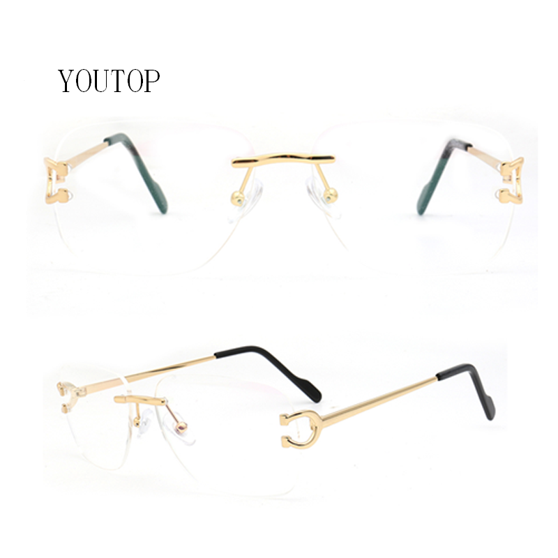 Montura de gafas de Metal de piloto para hombre, anteojos ópticos informales sin montura, gafas graduadas para miopía, gafas sin marco de lujo