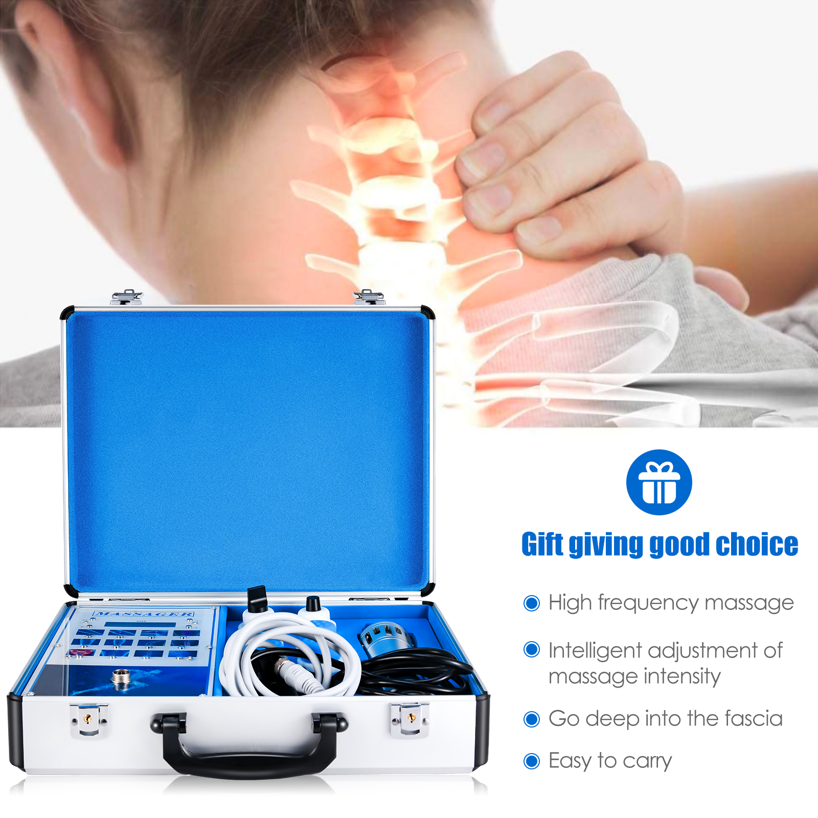 Máquina de terapia por ondas de choque com tela sensível ao toque, com 7 cabeças, tratamento ed, alívio da dor, treliça, ferramenta de fisioterapia por ondas de choque, 220v ue