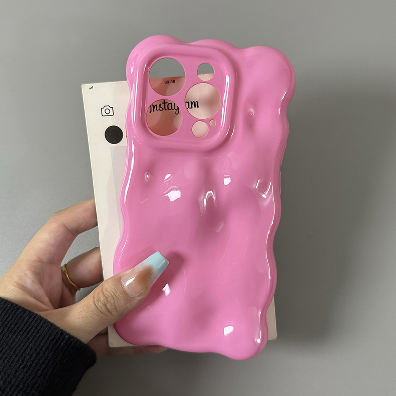 เคสหลังกันกระแทก iPhone 16 Pro Max 17 Air 15 Plus 13 14 12 11 ลายอุกกาบาต 3 มิติ สีลูกกวาด เงา
