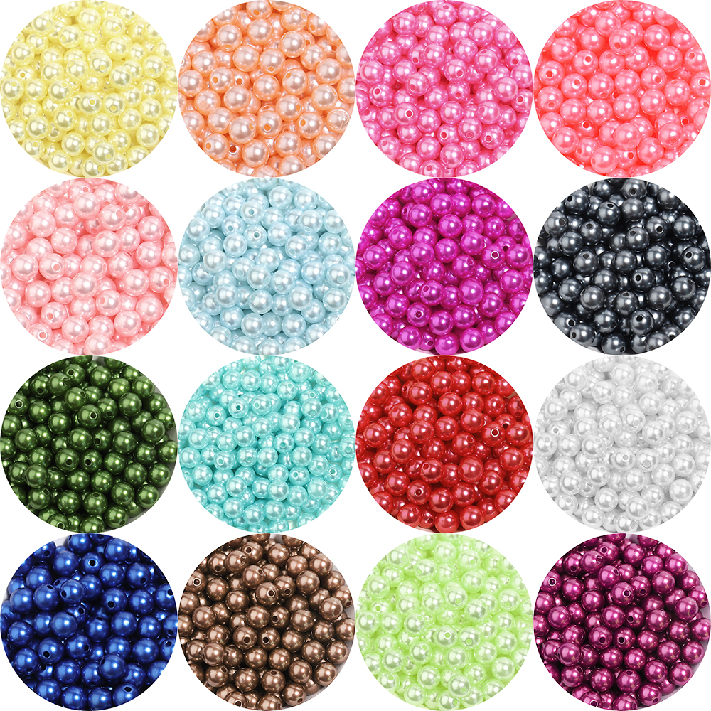 3/4/6/8/10/12mm ABS Imitation Perle Perle Runde Acryl Lose Spacer Perlen Bunte Kunststoff Regenbogen Perlen Für DIY Schmuck Machen