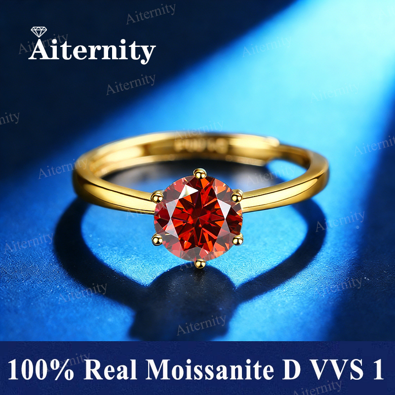 Anillo de Plata de Ley 925 con Moissanita de 1 Quilate y Seis Garras para Mujer, Joyería de Boda, Compromiso, Fiesta, Moda, Anillo de Alta Calidad