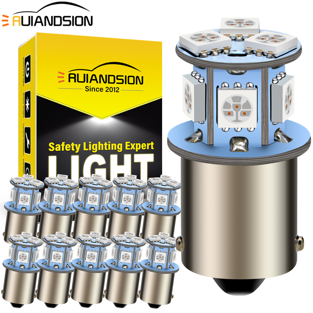 RUIANDSION 10 Uds S25 1156 BA15S P21W LED BAU15S PY21W 6V 12V 24V luz de señal de giro de coche lámpara de marcha atrás bombilla trasera de motocicleta