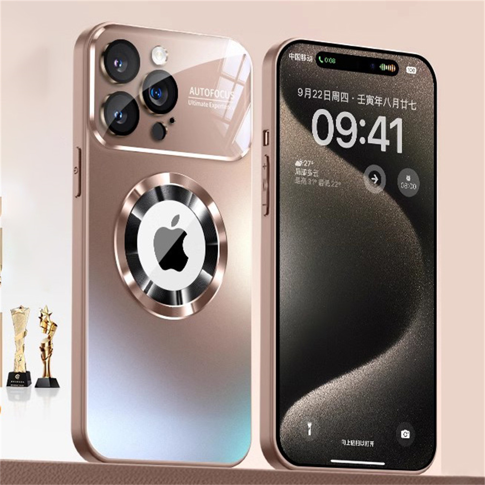 Custodia per telefono magnetica smerigliata di lusso per iPhone 17 16 15 11 12 13 14 Pro Max Protezione completa per lenti Cornice in silicone Cover posteriore opaca