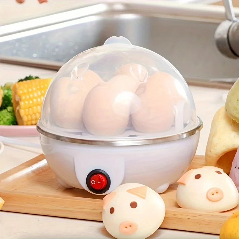 Olla de huevos con apagado automático para el hogar, pequeña, multifuncional, para 1 persona, crema de huevos al vapor, máquina de huevos hervidos, artefacto de desayuno