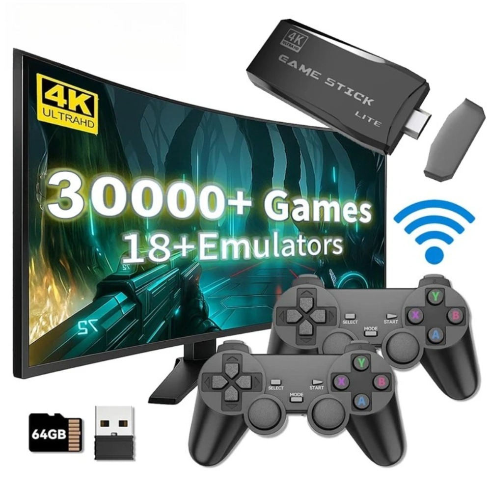 M8 All-in-One Game Stick - Dual Wireless Controller with Retro Classics, 4K Plug & Play Family Entertainment (Holiday-Ready)