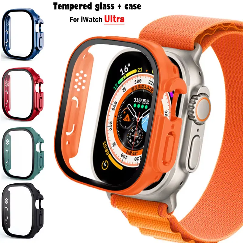 Verre + boîtier pour Apple Watch Ultra 49mm bracelet smartwatch PC pare-chocs + protecteur d'écran couverture trempée iwatch série bande accessoires