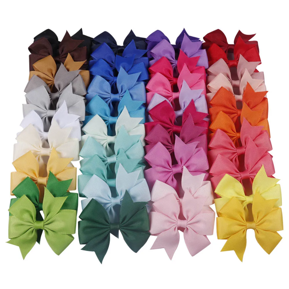 20 pçs/lote bebê meninas fita arco clipes grampos de cabelo jacaré metal arcos de cabelo clipe headwear hairbows acessórios para o cabelo