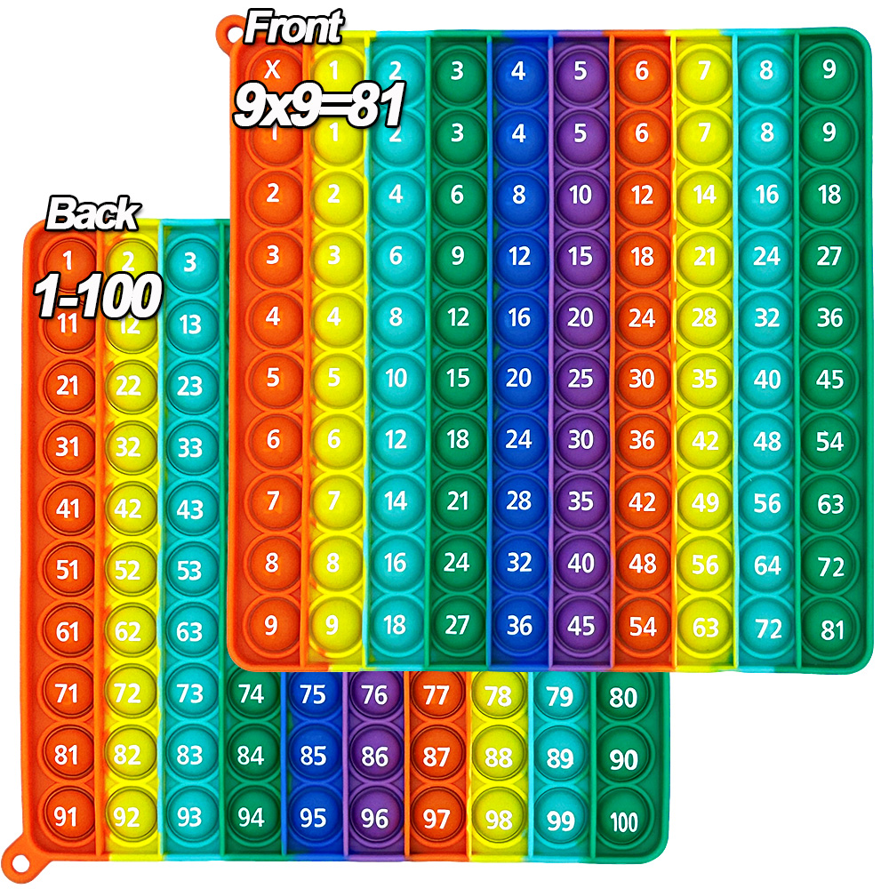 9x9 Multiplikation 1-100 Zählen Fidget Pop Spielzeug, Silikon Push Bubble Pop Mathematik Lernen Zahlen Lernspielzeug Geschenke für Kinder