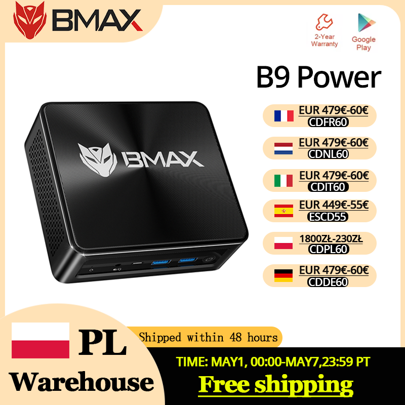 Bmax B9 Power Barebone Mini-PC: Intel Core i9-12900H, 14 Kerne bis zu 5,0 GHz, 24 GB RAM, 1 TB SSD, WiFi 6, Bluetooth 5.2
