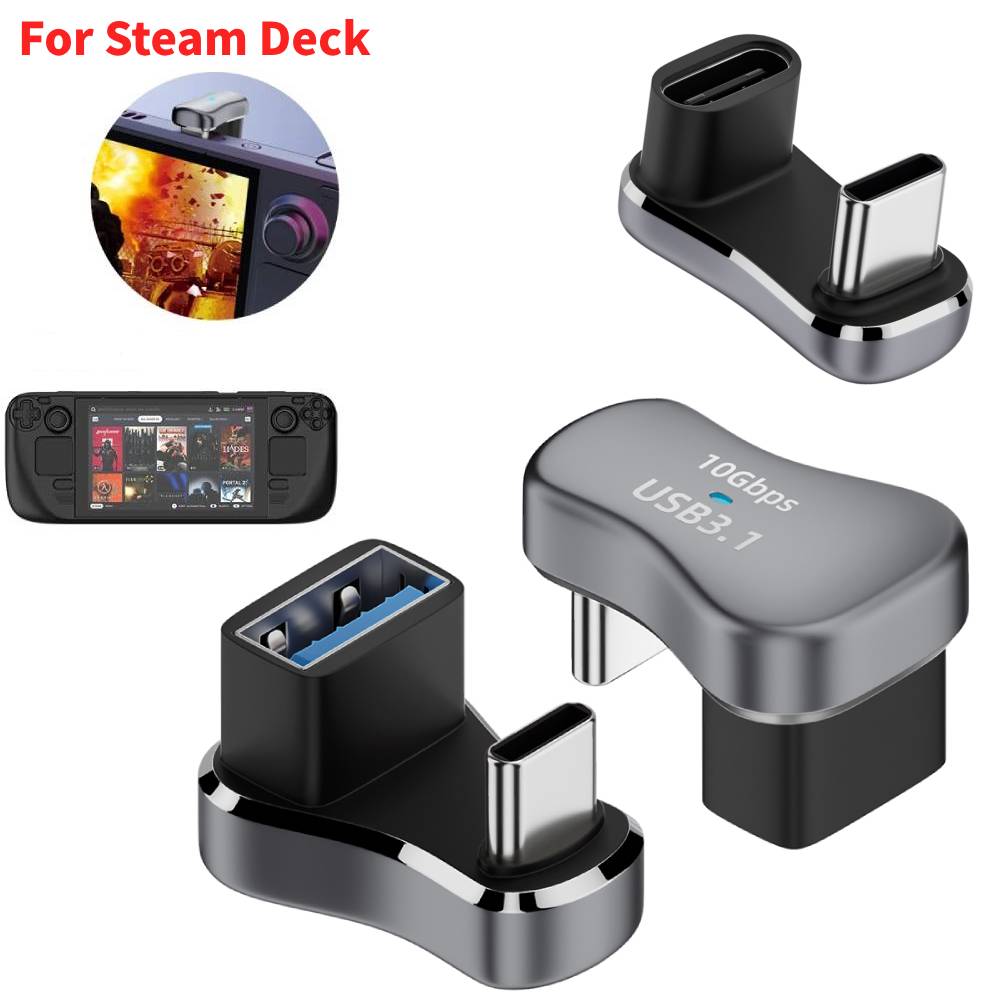 Adaptateur USB C à angle 180 résistant USB-C mâle à femelle 20Gbps PD 140W adaptateur de convertisseur de charge rapide pour accessoires de pont de vapeur