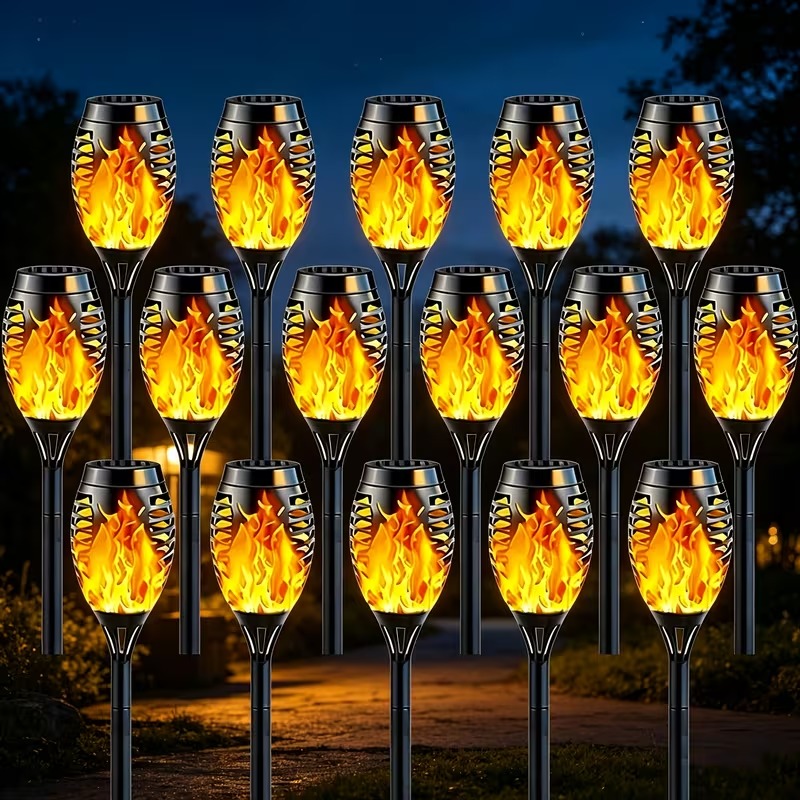 Antorcha de llama Solar de 12LED, luz parpadeante, impermeable, decoración de jardín al aire libre, paisaje, césped, camino, Patio, lámparas de pie